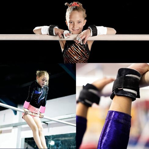 Amrta Gymnastics Grips Wristbands Sets for Girls Youth Kids 2 Pair Palm Protection Equipment with Wrist Support, Gymnastic Bar Grip Gloves Set Weightlifting Sports Workout in Saudi Arabia