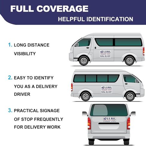 Heavy Duty US Mail Magnetic Car Sign for Rural Carrier, Reflective Security Vehicle Door Magnet for Frequent Stop, Postal Service Delivery Trucks(White 3 Pack) in Kuwait