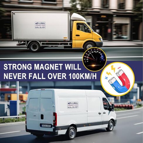 Heavy Duty US Mail Magnetic Car Sign for Rural Carrier, Reflective Security Vehicle Door Magnet for Frequent Stop, Postal Service Delivery Trucks(White 3 Pack) in Kuwait