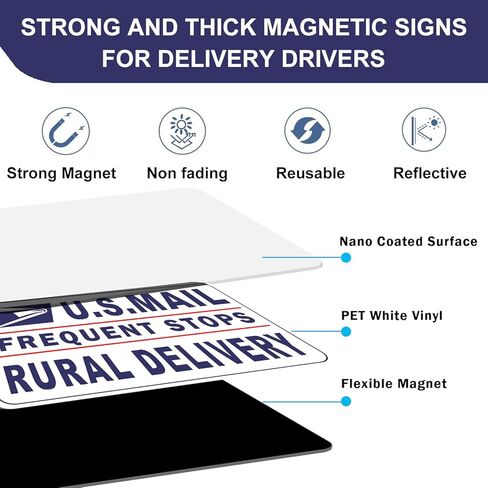 Heavy Duty US Mail Magnetic Car Sign for Rural Carrier, Reflective Security Vehicle Door Magnet for Frequent Stop, Postal Service Delivery Trucks(White 3 Pack) in Kuwait