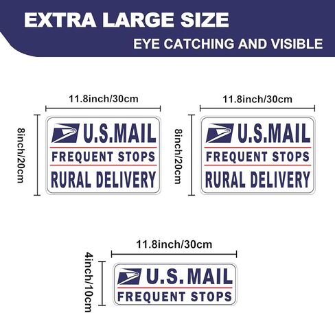 Heavy Duty US Mail Magnetic Car Sign for Rural Carrier, Reflective Security Vehicle Door Magnet for Frequent Stop, Postal Service Delivery Trucks(White 3 Pack) in Kuwait