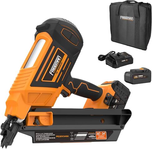 Freeman PE20VT3490 20 فولت لاسلكي وبدون فرش 34 درجة 3-1/2 بوصة أداة تثبيت المسامير (الأداة فقط) - 750 طلقة لكل شحنة in Kuwait
