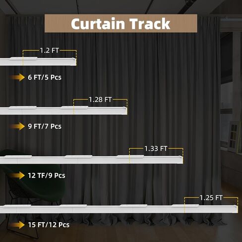 MLOQI Curtain Tracks Ceiling Wall Mounted with Soundproof Strips, White Ceiling Track for Curtains 6 Feet in Saudi Arabia