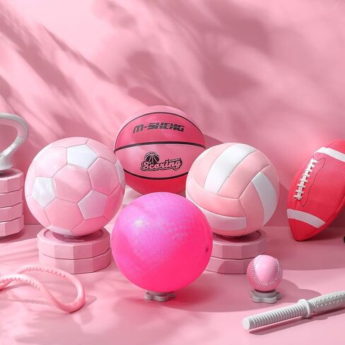 6 Pcs Multi Sport Ball Set Official Size Football, Basketball, Soccer, Volleyball, Playground Ball, Baseball with Equipment Bag Pump for Teen Adult Sport Gift Back to School in Saudi Arabia