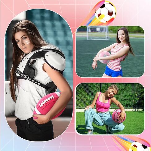 6 Pcs Multi Sport Ball Set Official Size Football, Basketball, Soccer, Volleyball, Playground Ball, Baseball with Equipment Bag Pump for Teen Adult Sport Gift Back to School in Saudi Arabia