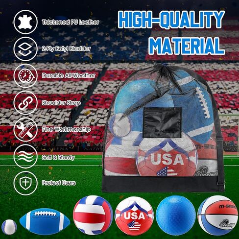 6 PCS كرة رياضية متعددة مجموعة كرة القدم الرسمية وكرة السلة وكرة القدم والكرة الطائرة وكرة الملعب والبيسبول مع مضخة حقيبة معدات للهدية الرياضية البالغة في سن المراهقة العودة إلى المدرسة in Kuwait