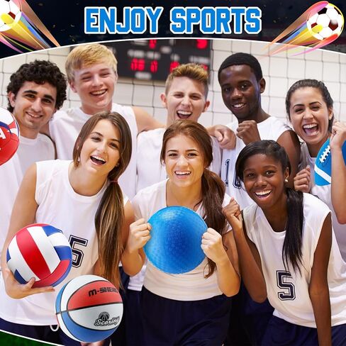 6 PCS كرة رياضية متعددة مجموعة كرة القدم الرسمية وكرة السلة وكرة القدم والكرة الطائرة وكرة الملعب والبيسبول مع مضخة حقيبة معدات للهدية الرياضية البالغة في سن المراهقة العودة إلى المدرسة in Kuwait