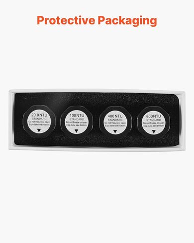 VEVOR Turbidity Calibration Solution Kit, 20/100/400/800 NTU, 20 ml Each, 4 PCS Standard Turbidity Solution Refill for TN2000 Turbiditymeter, Shockproof Protective Insert, Sealed Bottle Design in Saudi Arabia