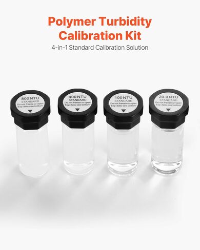 VEVOR Turbidity Calibration Solution Kit, 20/100/400/800 NTU, 20 ml Each, 4 PCS Standard Turbidity Solution Refill for TN1000 Turbiditymeter, Shockproof Protective Insert, Sealed Bottle Design in Saudi Arabia