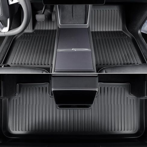LUCKEASY 4PCS Rear & Front Trunk Mat& Backrest Mat& Trunk Lower Mat for 2025 Tesla Model Y Juniper New 5 Seat Floor Liners Cargo Liner Backrest Liner Waterproof All-Weather Accessories TPE Black in Saudi Arabia