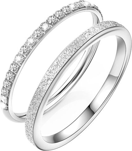 2-Pack Gold Plated Stacking Rings for Oura Ring 4/Gen 3, Non Tarnish,Matte Finish Sandblast Ring with 14K Zirconia Simulated Diamond Ring Stack for Women Size 5-10 in Kuwait