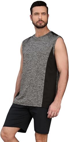 Rosyline Men's 4 Pack Workout Tank Tops Quick Dry Gym Muscle Tee Bodybuilding Fitness Sleeveless Shirts in Kuwait