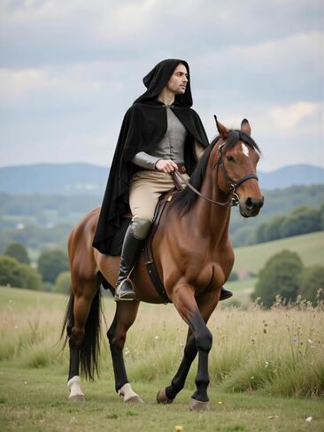 MCJC Medieval Hooded Cloak, Halloween Costume Cape, Black Velvet with Hood, Renaissance Robe in Saudi Arabia