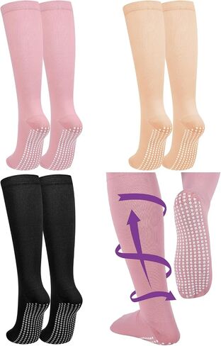 3 Pair Non Slip Compression Socks for Women Men 20-30 Mmhg Anti Skid Graduated Compression Socks in Saudi Arabia