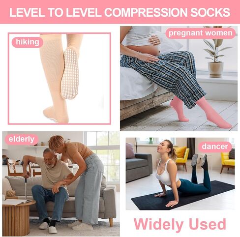 3 Pair Non Slip Compression Socks for Women Men 20-30 Mmhg Anti Skid Graduated Compression Socks in Saudi Arabia
