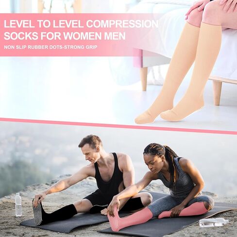 3 Pair Non Slip Compression Socks for Women Men 20-30 Mmhg Anti Skid Graduated Compression Socks in Saudi Arabia