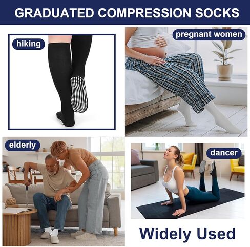 3 Pair Non Slip Compression Socks for Women Men 20-30 Mmhg Anti Skid Graduated Compression Socks in Saudi Arabia