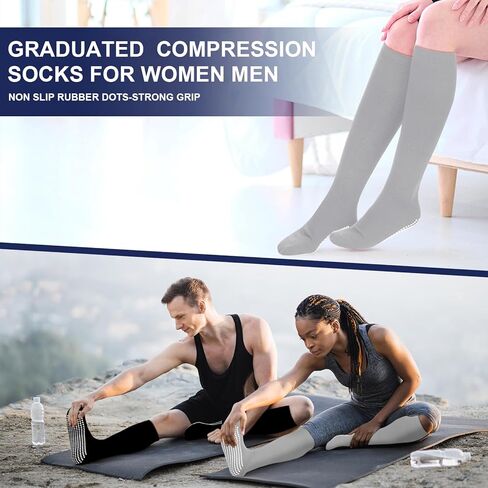 3 Pair Non Slip Compression Socks for Women Men 20-30 Mmhg Anti Skid Graduated Compression Socks in Saudi Arabia