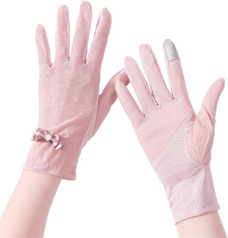 Ice Silk Gloves Women's Thin Breathable Lace Driving Riding Elastic Touch Screen Spring and Autumn(D) in Saudi Arabia