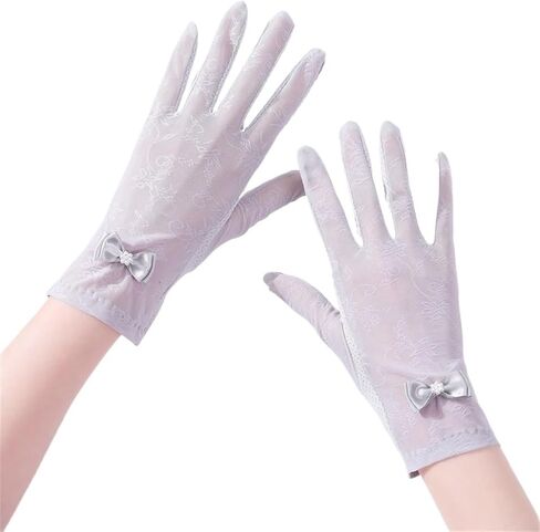 Ice Silk Gloves Women's Thin Breathable Lace Driving Riding Elastic Touch Screen Spring and Autumn(D) in Saudi Arabia