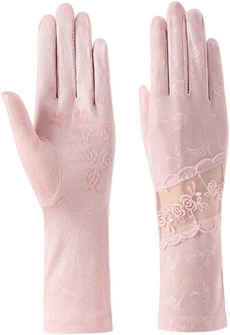 Driving Gloves Ladies Thin Ice Silk Mid-Length Arm Lace Riding Touch Screen Breathable in Saudi Arabia