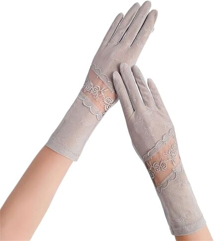 Driving Gloves Ladies Thin Ice Silk Mid-Length Arm Lace Riding Touch Screen Breathable in Saudi Arabia