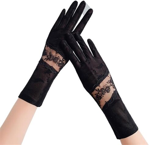 Driving Gloves Ladies Thin Ice Silk Mid-Length Arm Lace Riding Touch Screen Breathable in Saudi Arabia