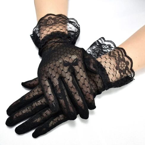 Women's Sun Protection Driving Gloves Short Bow Bow Lace Mesh Wedding Gloves Women in Saudi Arabia