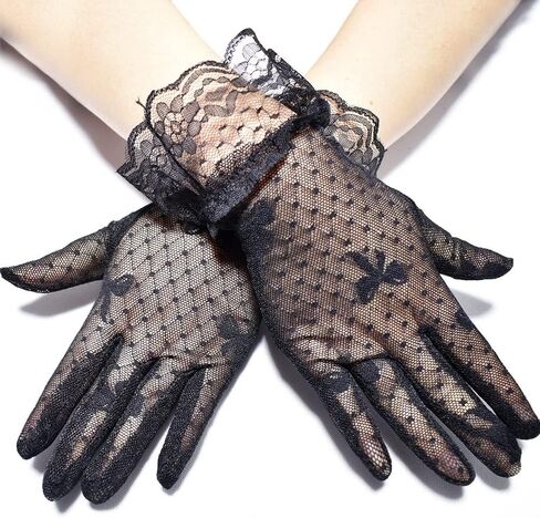 Women's Sun Protection Driving Gloves Short Bow Bow Lace Mesh Wedding Gloves Women in Saudi Arabia