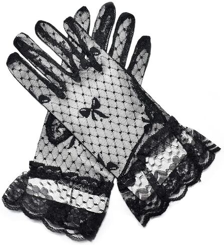 Women's Sun Protection Driving Gloves Short Bow Bow Lace Mesh Wedding Gloves Women in Saudi Arabia