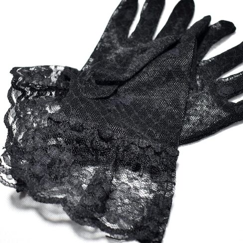 Women's Sun Protection Driving Gloves Short Bow Bow Lace Mesh Wedding Gloves Women in Saudi Arabia