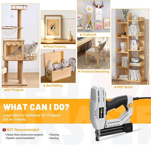 باتافيا براد نيلر، 2 في 1 مسدس أظافر كهربائي ومسدس أساسي لمشاريع النجارة والنجارة والمفروشات المنزلية، بما في ذلك 200 قطعة 5/8 بوصة 18 مسامير براد و336 قطعة 3/8 بوصة T50 دبابيس، BTC0060 in Kuwait