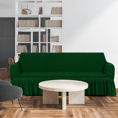 2 Pcs Sofa Slipcover Set for Couch Cushion Couch Cover with Skirt Durable Washable High Elastic Stretchable Furniture Covers for Sofa Loveseat Couch Arm Chair(Black) in Saudi Arabia