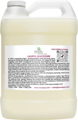 Dr Joe Lab Lauryl Glucoside Natural Surfactant - Surfactants for Soap Making, Lauryl Glucoside, DIY Shower Gel, Skin Care, Body and Face Wash, Plant Derived, Natural - 16 Oz in Saudi Arabia