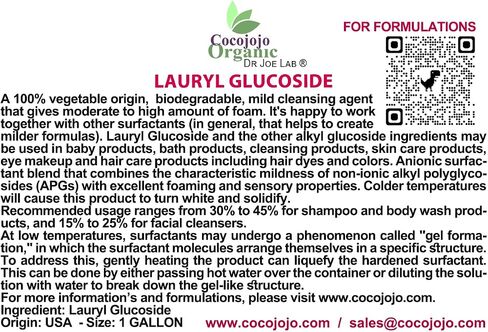 Dr Joe Lab Lauryl Glucoside Natural Surfactant - Surfactants for Soap Making, Lauryl Glucoside, DIY Shower Gel, Skin Care, Body and Face Wash, Plant Derived, Natural - 16 Oz in Saudi Arabia