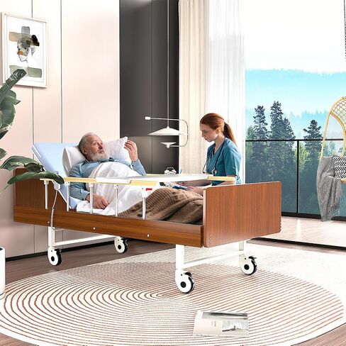 Fully Electric Hospital Bed for Home Use with Premium Mattress and Rails and Raised Toilet Seat, Adjustable Bed, HomeCare Hospital Beds Set, 76.8" x 37.8" in Saudi Arabia