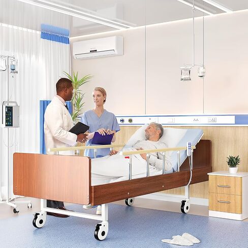 Fully Electric Hospital Bed for Home Use with Premium Mattress and Rails and Raised Toilet Seat, Adjustable Bed, HomeCare Hospital Beds Set, 76.8" x 37.8" in Saudi Arabia