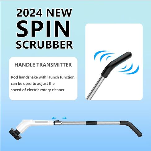 Electric Spin Scrubber,IPX7 Waterproof Shower Scrubber with Adjustable Handle,7 Replaceable Brush Heads,Cordless Handheld Power Cleaning Brush for Floor Tile Wall in Saudi Arabia