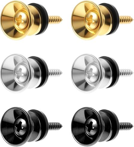 BEWUDY 6 PCS غيتار حزام الأزرار دبابيس قفل ، أزرار حزام الغيتار مع مسامير التثبيت مضاد للانزلاق الأشرطة القفل أجزاء المسامير دبابيس نهاية المعادن للقيثارات القيثارة القيثارة in Saudi Arabia