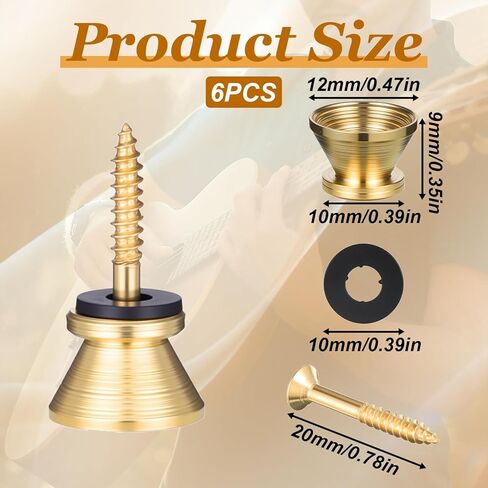 BEWUDY 6 PCS غيتار حزام الأزرار دبابيس قفل ، أزرار حزام الغيتار مع مسامير التثبيت مضاد للانزلاق الأشرطة القفل أجزاء المسامير دبابيس نهاية المعادن للقيثارات القيثارة القيثارة in Saudi Arabia