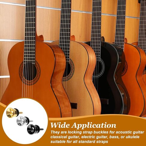 BEWUDY 6 PCS غيتار حزام الأزرار دبابيس قفل ، أزرار حزام الغيتار مع مسامير التثبيت مضاد للانزلاق الأشرطة القفل أجزاء المسامير دبابيس نهاية المعادن للقيثارات القيثارة القيثارة in Saudi Arabia