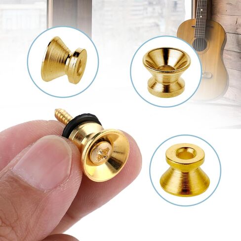 6 PCS أزرار حزام معدنية دبابيس نهاية ، على طراز الفطر ، حزام باس القيثارة ، أقفال حزام الغيتار الذهبية للغيتار القيثارة (كروم) (كروم) in Saudi Arabia
