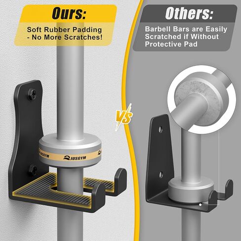Barbell Wall Holder, Durable Olympic Barbell Hanger with Protective Pad, Space Saving Barbell Holder for Squat Rack, Home Gym and Garage, Holds Under 33mm Bar Size in Saudi Arabia