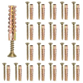Patikil 20 PCS Drywall Hollow Wall Anchors مع مسامير 0.16 × 1.38 ، مجموعة مرساة الجدار الجاف الصلب لإصلاح فتحة فتحة الخرسانة الخشبية ، النحاس (5 × 30 مم) in Kuwait