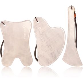 3 Piece Guasha Tool for Face Lymphatic Drainage Massager for Body Green Gifts Real Jade Gua Sha Set Comes with A Beautiful Carrying Pouch Spa Day Essentials in Kuwait