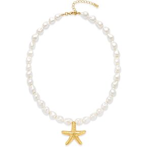 Delicate Starfish Pendant Necklace, Gold and Silver Tone Twisted Chain Beach Jewelry for Women - Summer Ocean Inspired Adjustable Necklace in Kuwait