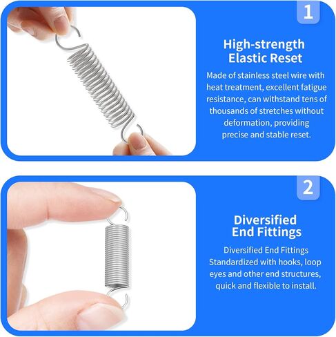 2pcs Extension Springs with Hook Ends,Stainless Steel Small Dual Hook Tension Spring Wire Dia×OD×Free Length：1.2×10×70mm(0.05×0.39×2.76in),Tiny Springs for Furniture Repair Home DIY in Kuwait