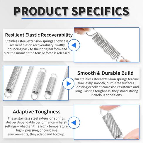2pcs Extension Springs with Hook Ends,Stainless Steel Small Dual Hook Tension Spring Wire Dia×OD×Free Length：1.2×10×70mm(0.05×0.39×2.76in),Tiny Springs for Furniture Repair Home DIY in Kuwait