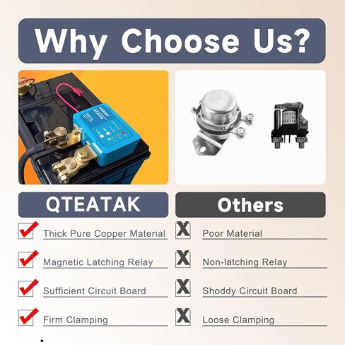 12 V Battery Disconnect Switch for Car, 250 A, 9.84 FT Battery Kill Switch to Prevent Battery Drain, Battery Cut Off Switch for Truck RV in Kuwait