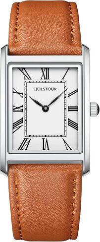 Watches for Men Business Simple Model Square Roman Numerals Case Water Resistant with Leather Strap in Kuwait